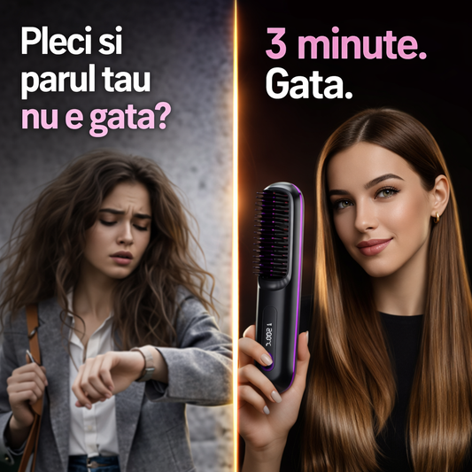 GlowBrush™ – Perie Electrică Portabilă | Păr Drept în 3 Minute, Oriunde