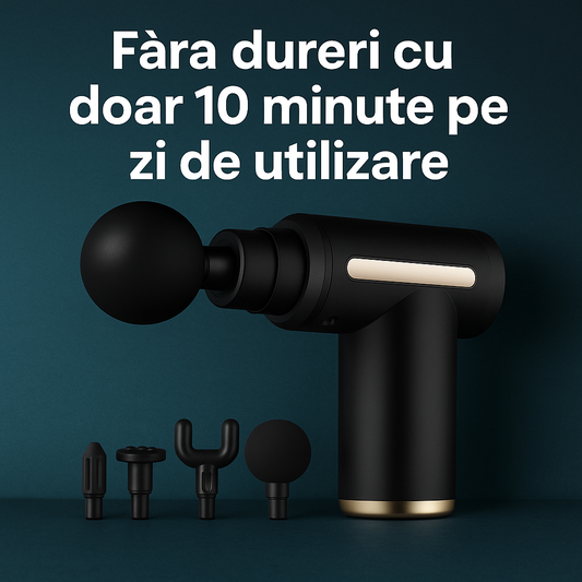 Pistol de Masaj Profesional cu 4 Capete si 6 Trepte de Viteza