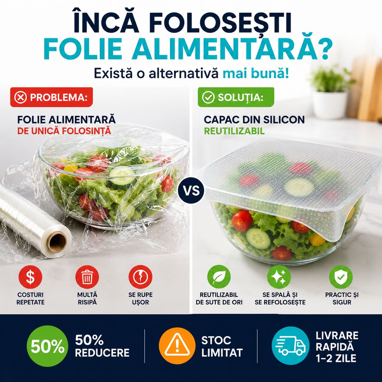 EcoFresh™ 4 Capace Japoneze Reutilizabile Din Silicon - Diferite Mărimi