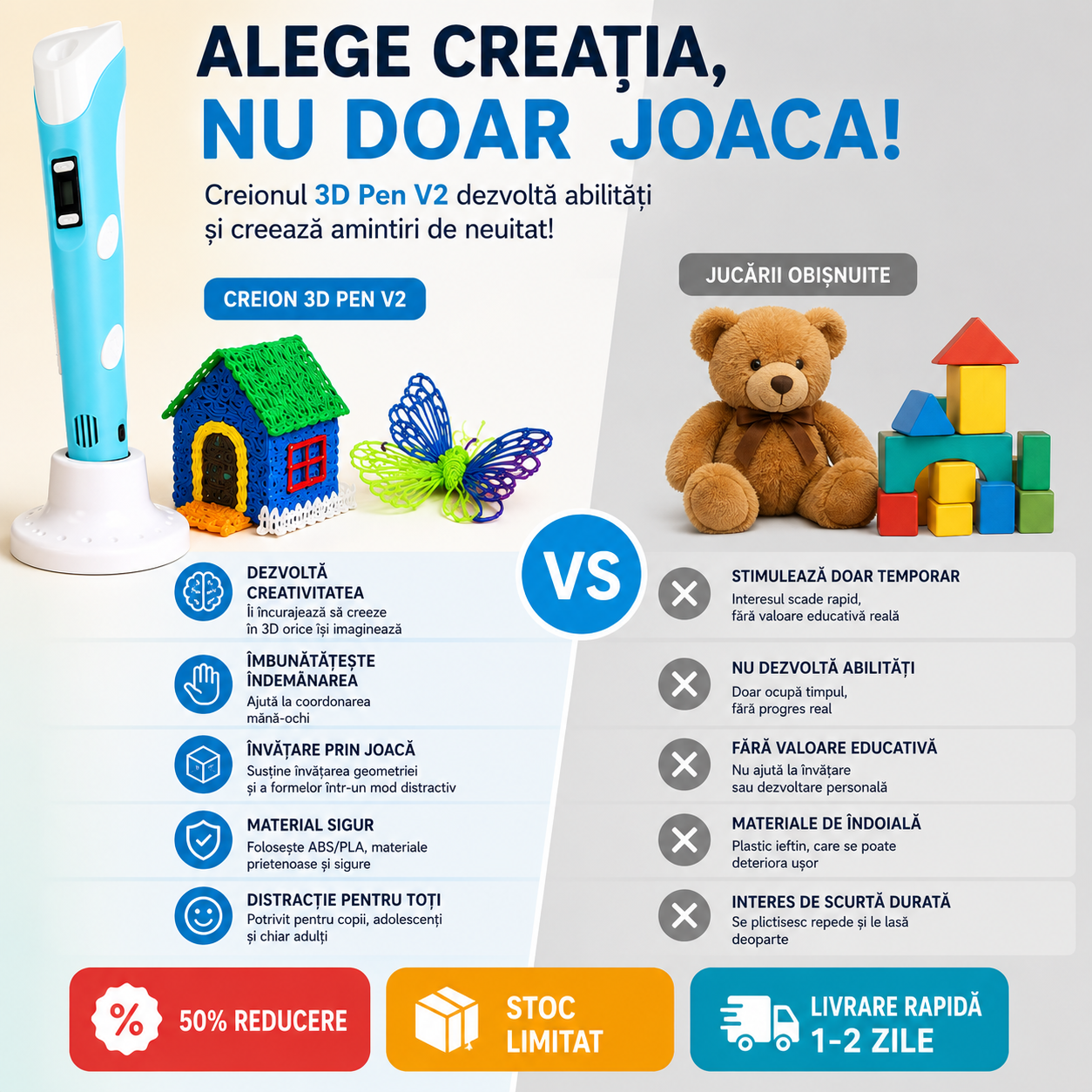 Creatix™ Creion 3D cu 3 Rezerve