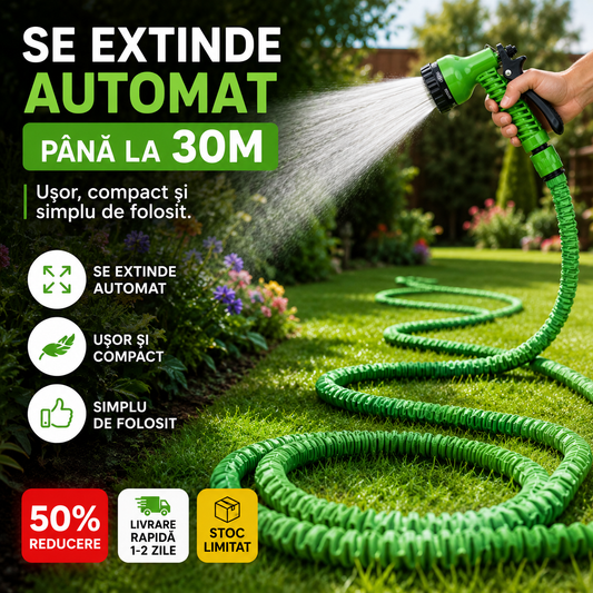 HydroFlex™ – Furtun Extensibil 30M cu 7 Funcții