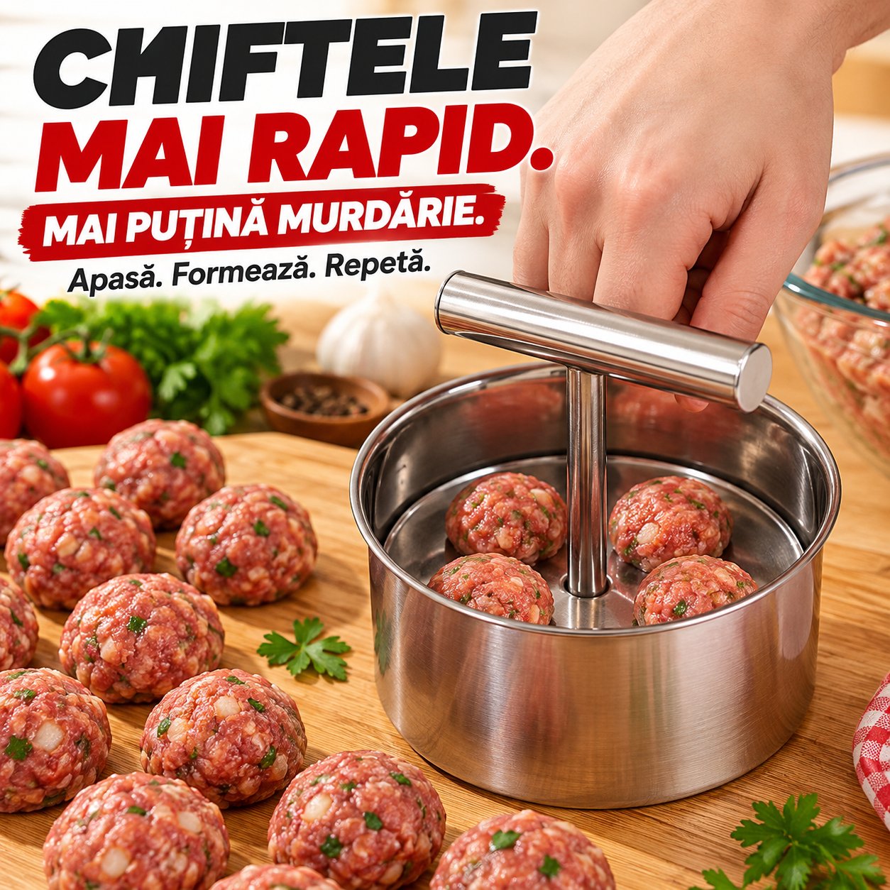 MeatForm™ – Presa Manuală pentru Chiftele