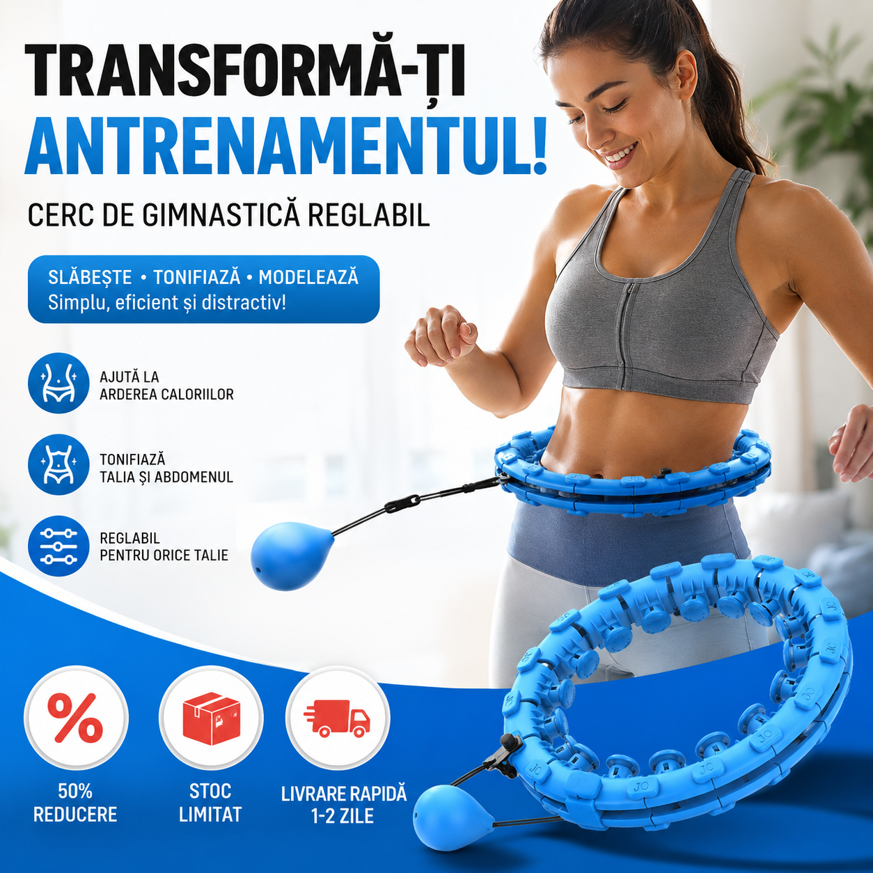 FitSpin™ – Cerc de Fitness Reglabil 360° cu Greutate Rotativă