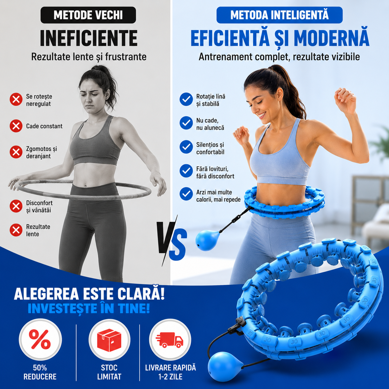 FitSpin™ – Cerc de Fitness Reglabil 360° cu Greutate Rotativă