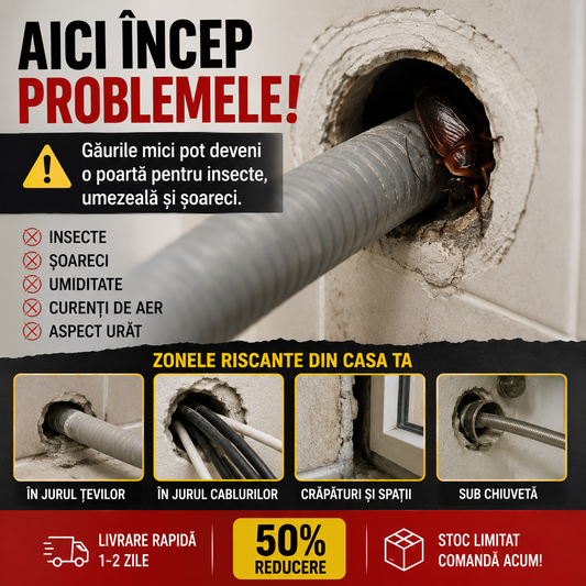 Chit de etanșare modelabilă pentru găuri, crăpături și spații din jurul țevilor și cablurilor