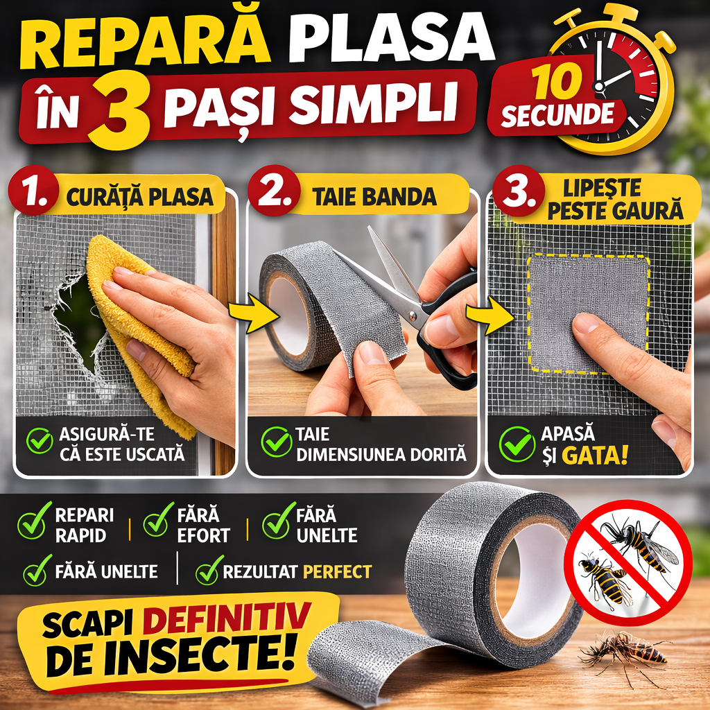 Bandă Reparare Plasă Anti-Insecte de 2 metri