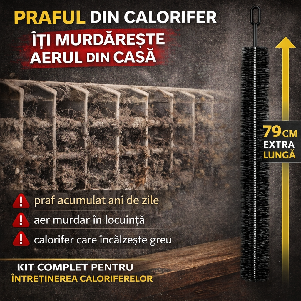 Kit complet pentru întreținerea caloriferelor – dispozitiv + perie