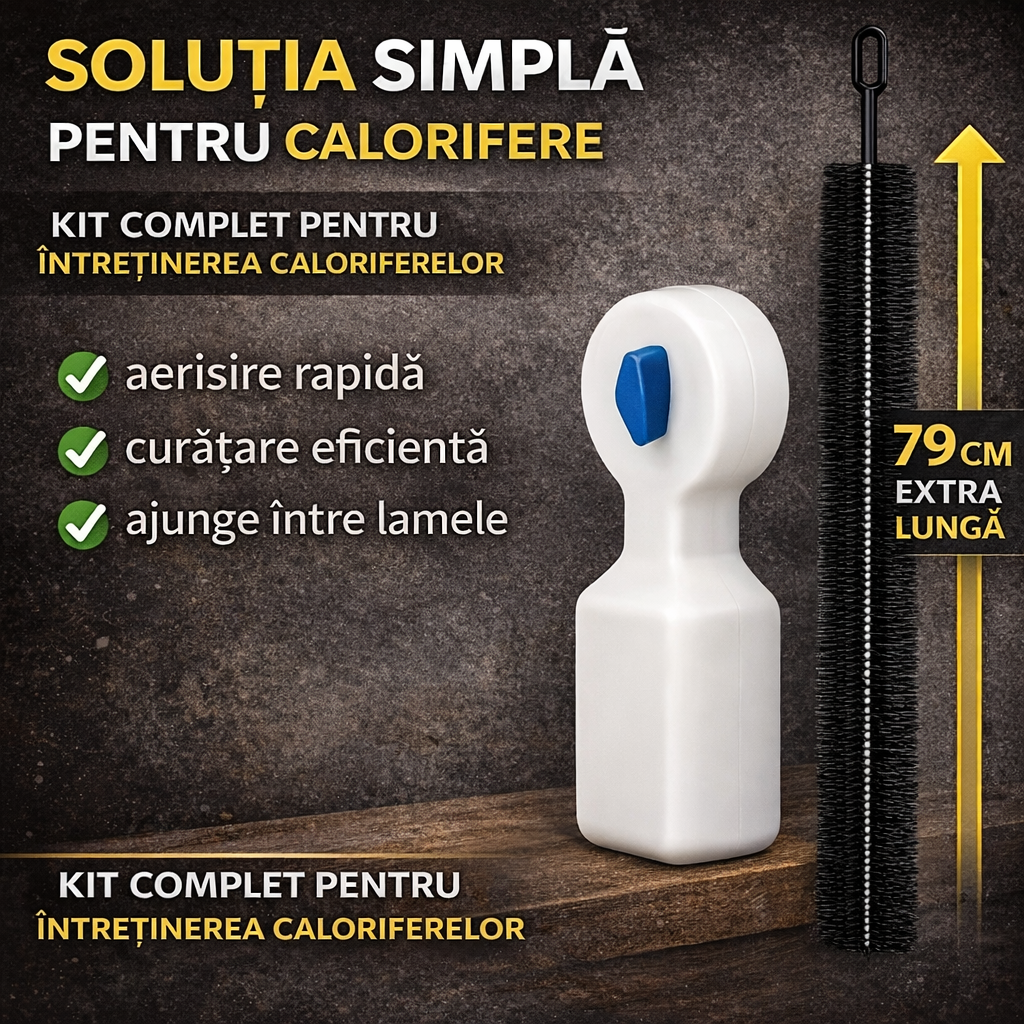 Kit complet pentru întreținerea caloriferelor – dispozitiv + perie