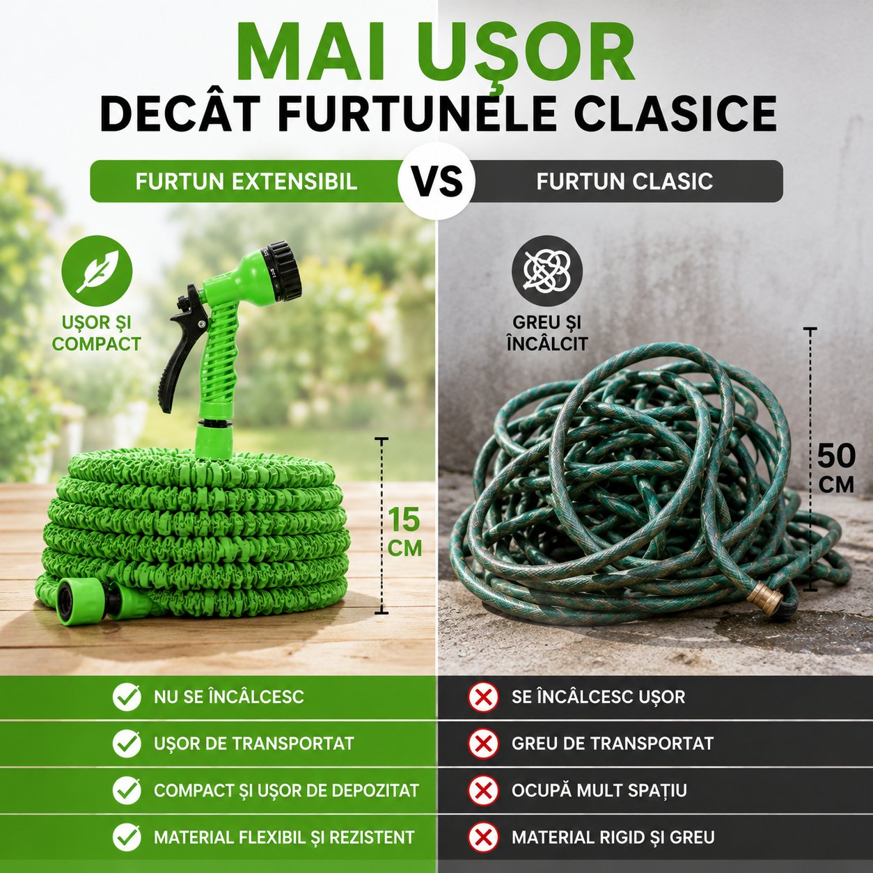 HydroFlex™ – Furtun Extensibil 30M cu 7 Funcții