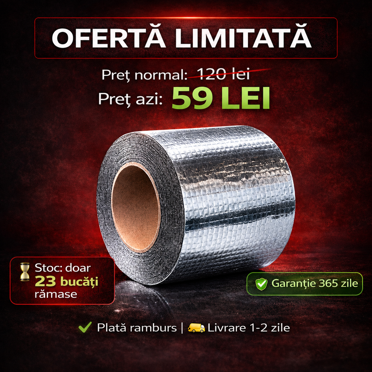 TapaFix Pro™ Bandă Impermeabilă 5 metri, lăţime 5cm — 50% REDUCERE