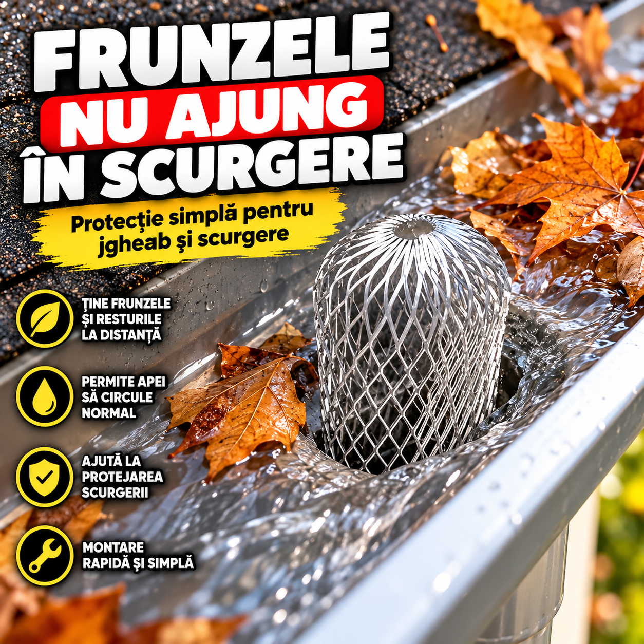 LeafGuard™ – Protecție pentru Jgheab împotriva Frunzelor