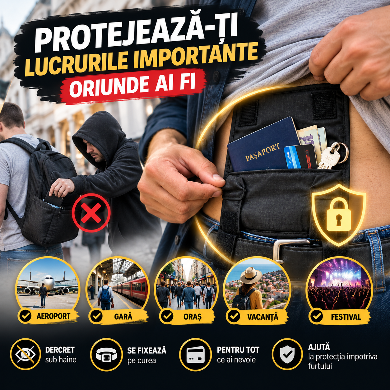 SafeBelt™ – Portofel Antifurt Ascuns la Talie