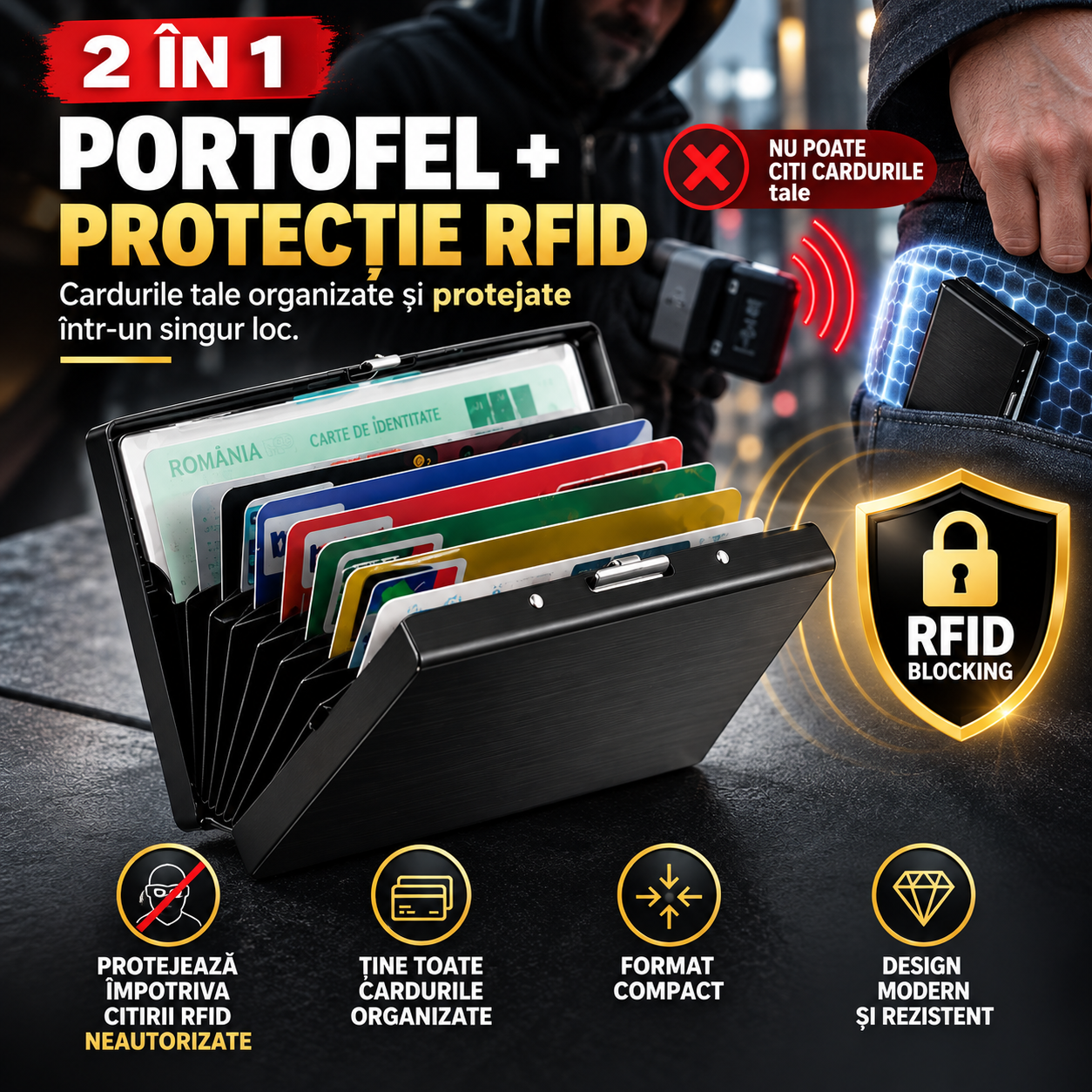 CARDOR™ – Portofel 2-în-1 cu Protecție RFID