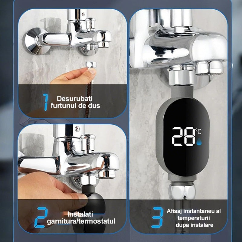 Termometru inteligent de duș cu afișaj LED și ecran tactil